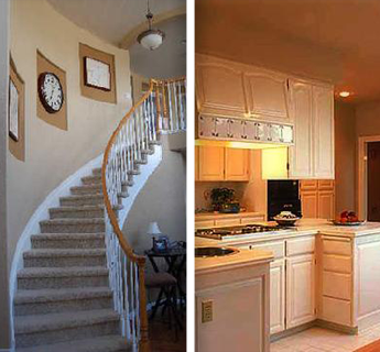 Painted Walls Along Staircase and Newly Painted Kitchen